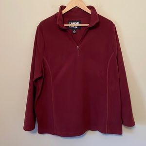 Lands’ End Maroon Fleece Quarter Zip Maroon Jacket Size XL 16-18